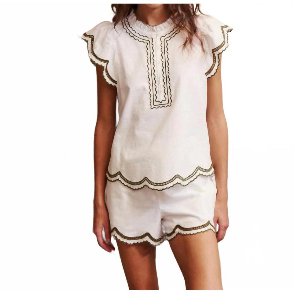 NEW MELISSA NEPTON ness cap sleeve blouse in off white